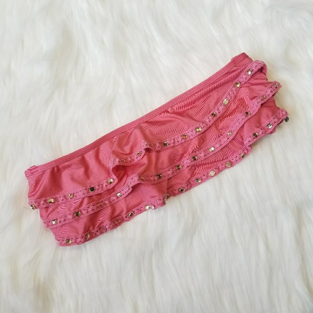 ALLEN B Strapless bikini top with ruffles size 10